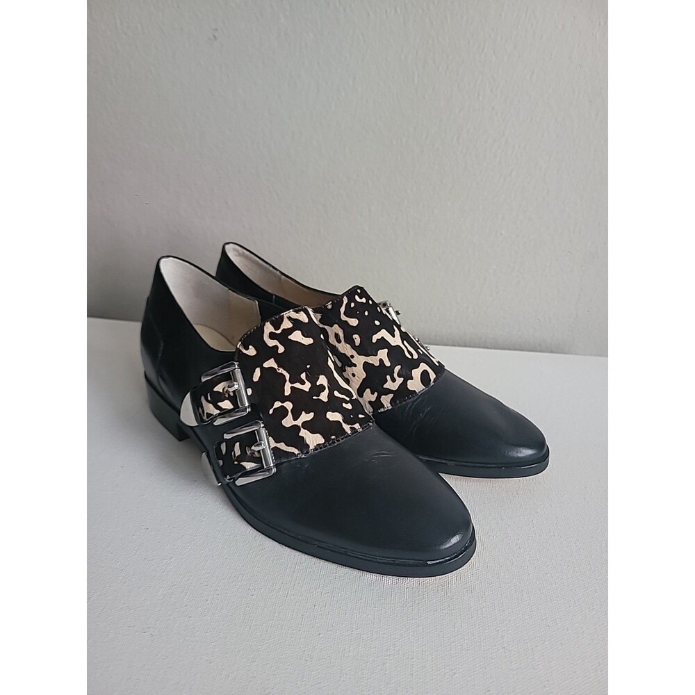 Michael Kors Women's Robin Loafer Sz 7 Black Leather Double Monk Strap Shoe